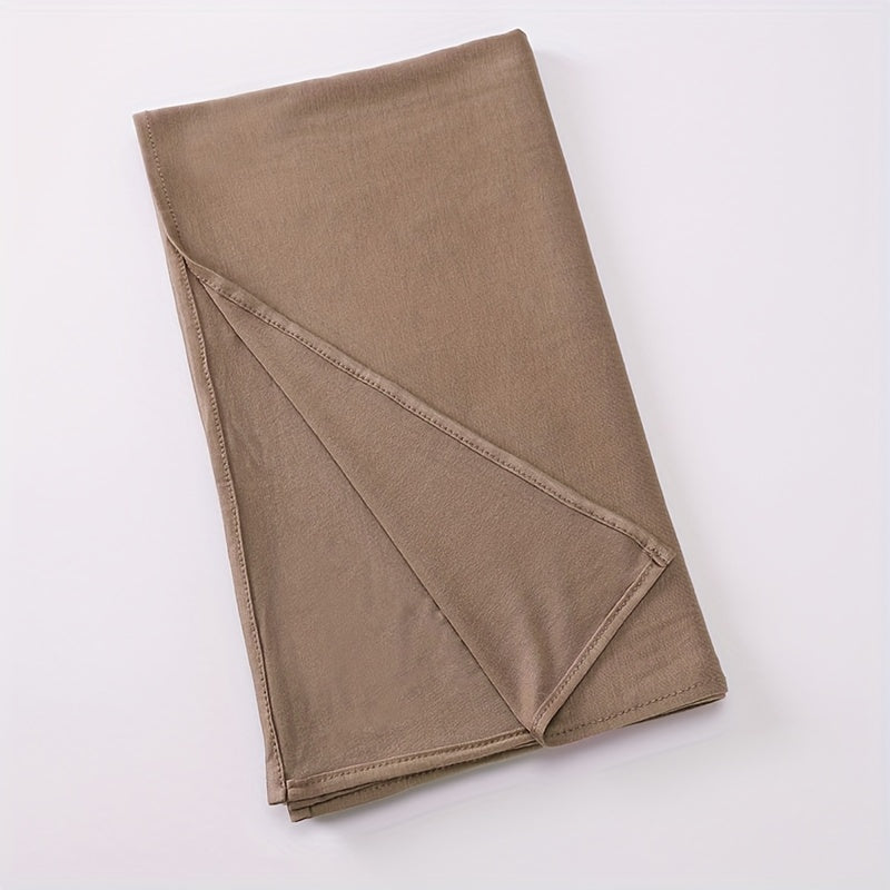 Yogʻonli rangli polyester hijab sharf, nozik va elastik tikilgan bosh sharf, elegant koʻrinish uchun