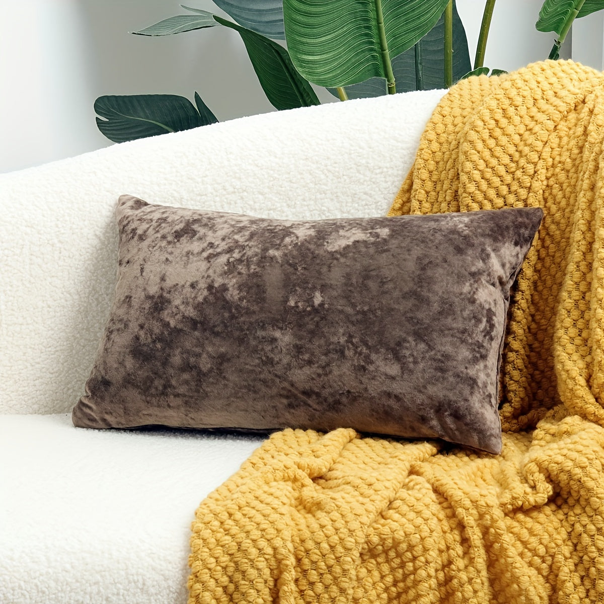 Velvet Throw Pillow Cover with Speckled Texture for Sofa and Bed 100% Polyester