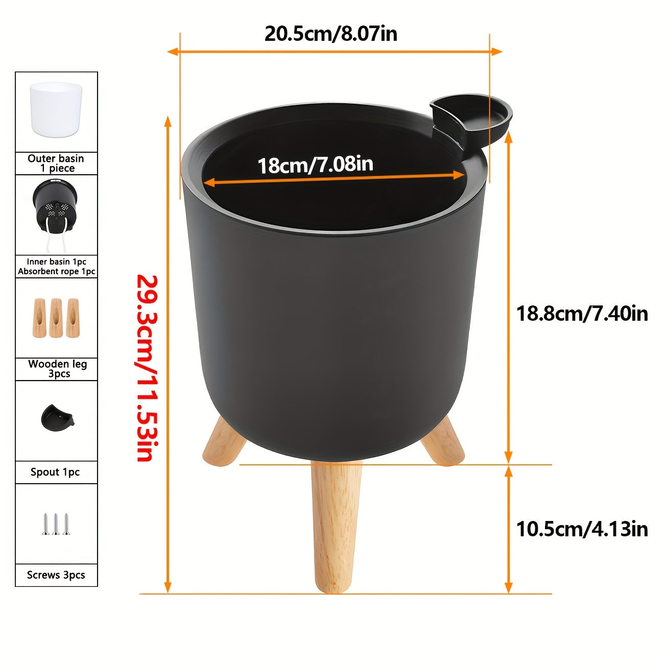 Wooden Leg Planter Indoor Outdoor Floor Standing Modern Decorative Plant Pot