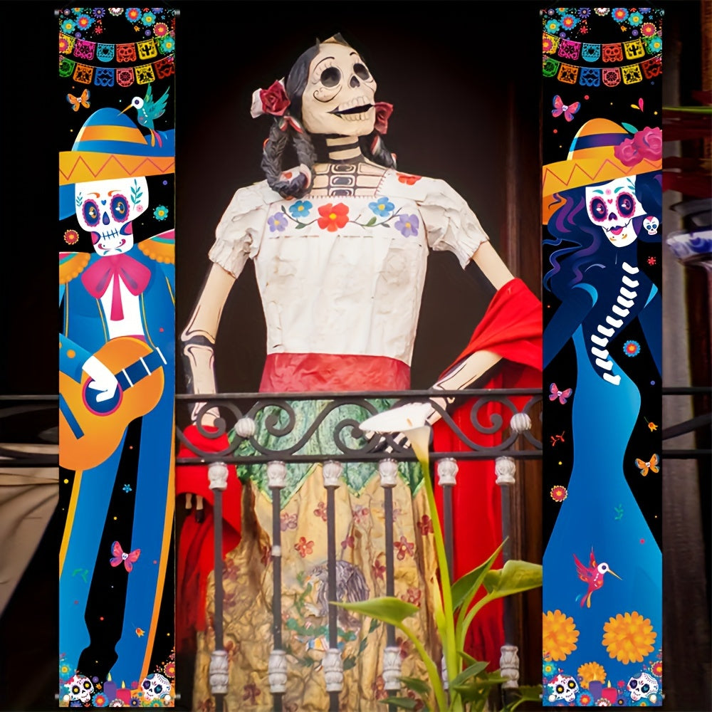 Украсьте свой крыльцо праздничными висячими флагами для празднования Хэллоуинского пивного фестиваля.