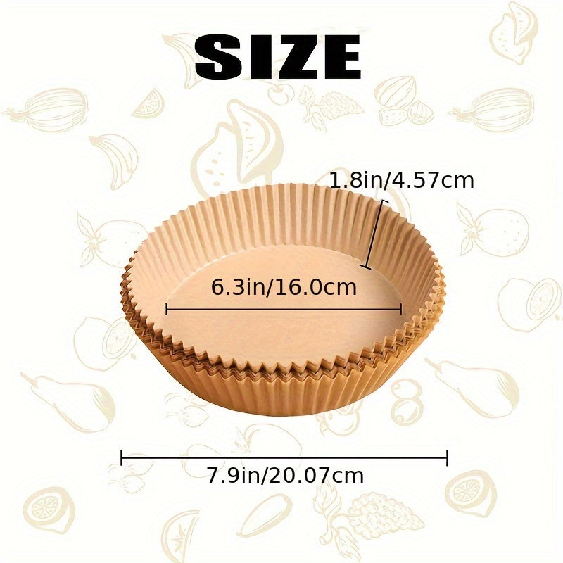 25/50 piezas de liners de papel desechables para freidora de aire, antiadherentes, resistentes al aceite, impermeables, papel de horno de 16cm