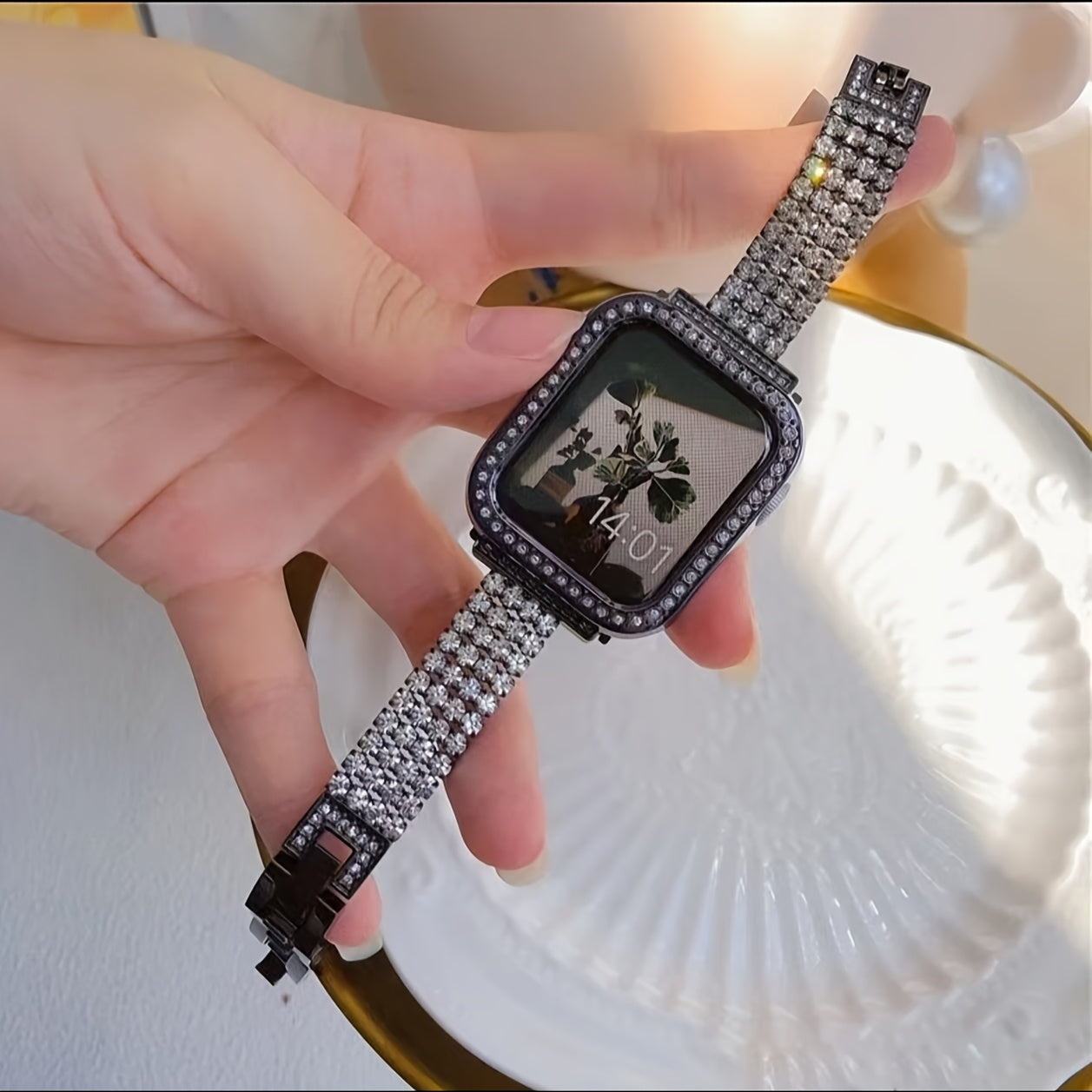 Women's Rhinestone Smartwatch Band Compatible with Latest iWatch Series in Various Sizes