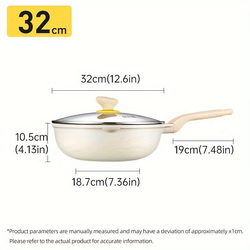 Сковорода Cooker King с антипригарным покрытием, со стеклянной крышкой, без PFOA, с термостойкой ручкой, керамическим покрытием, готовая для индукции, совместима со всеми плитами.