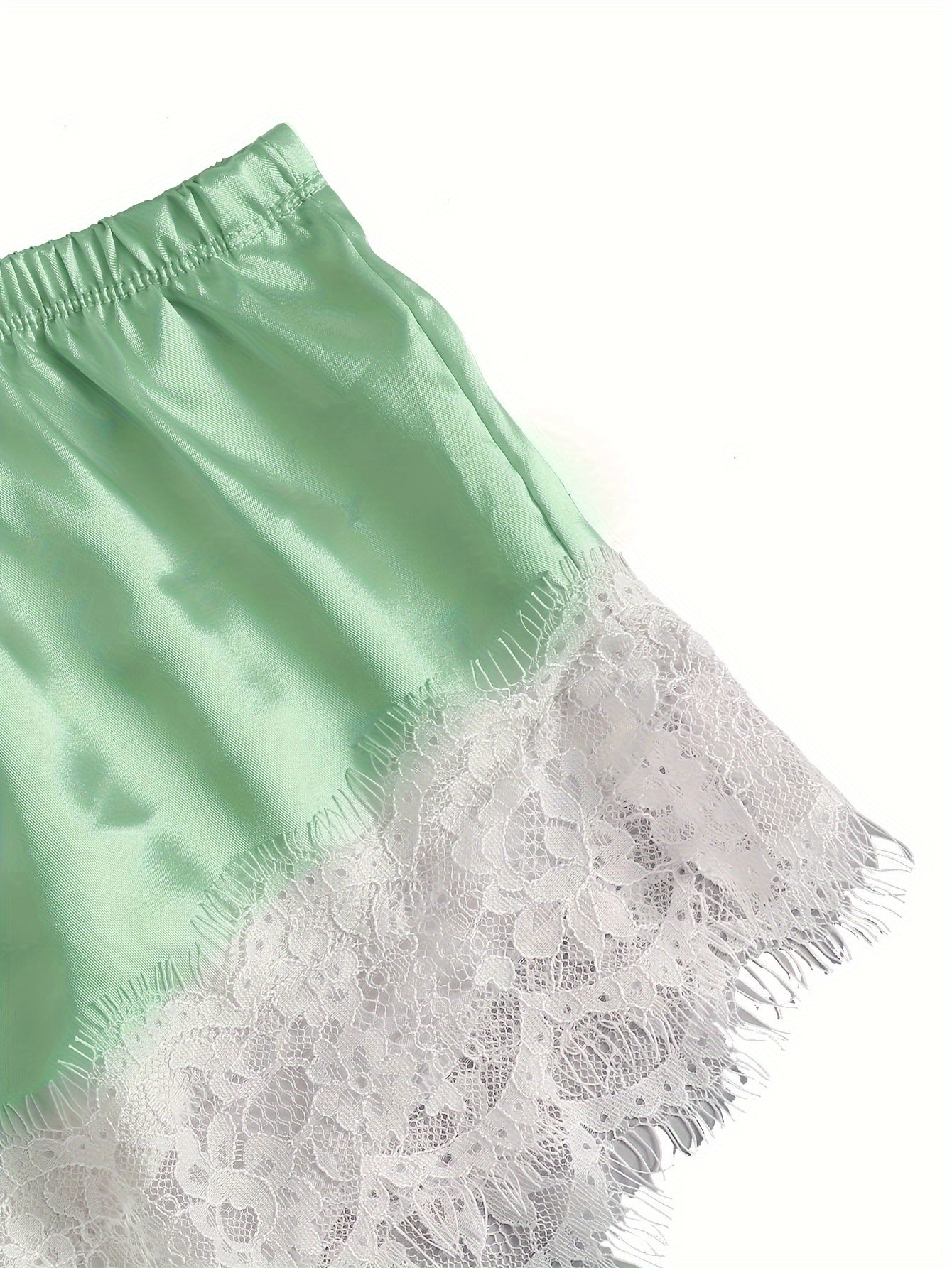 Women's Plus Size Satin Lace Nightgown Set With Camisole Shorts And Eye Mask