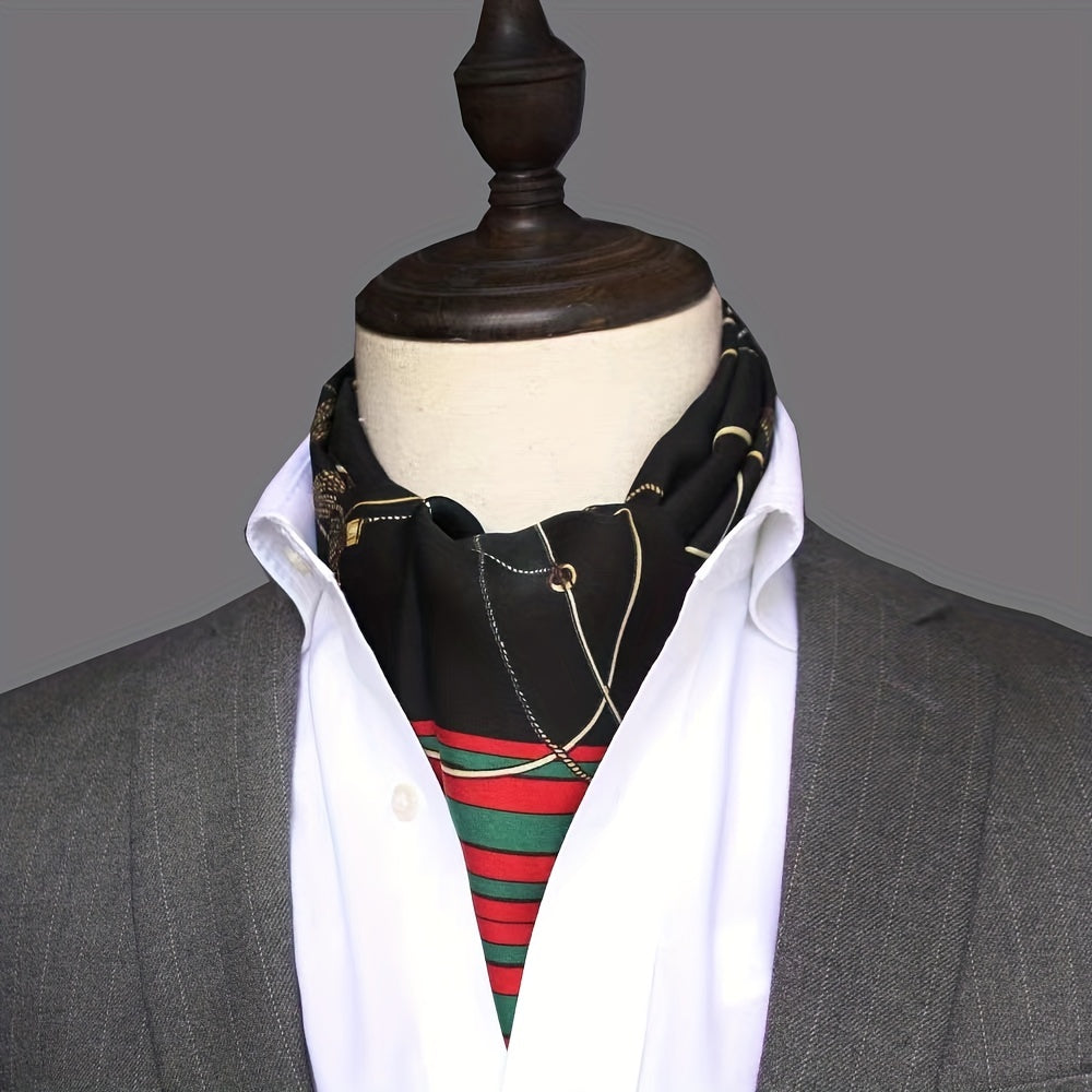 Men's Vintage Twill Scarf with Printed Double Layer for Business and Casual Wear