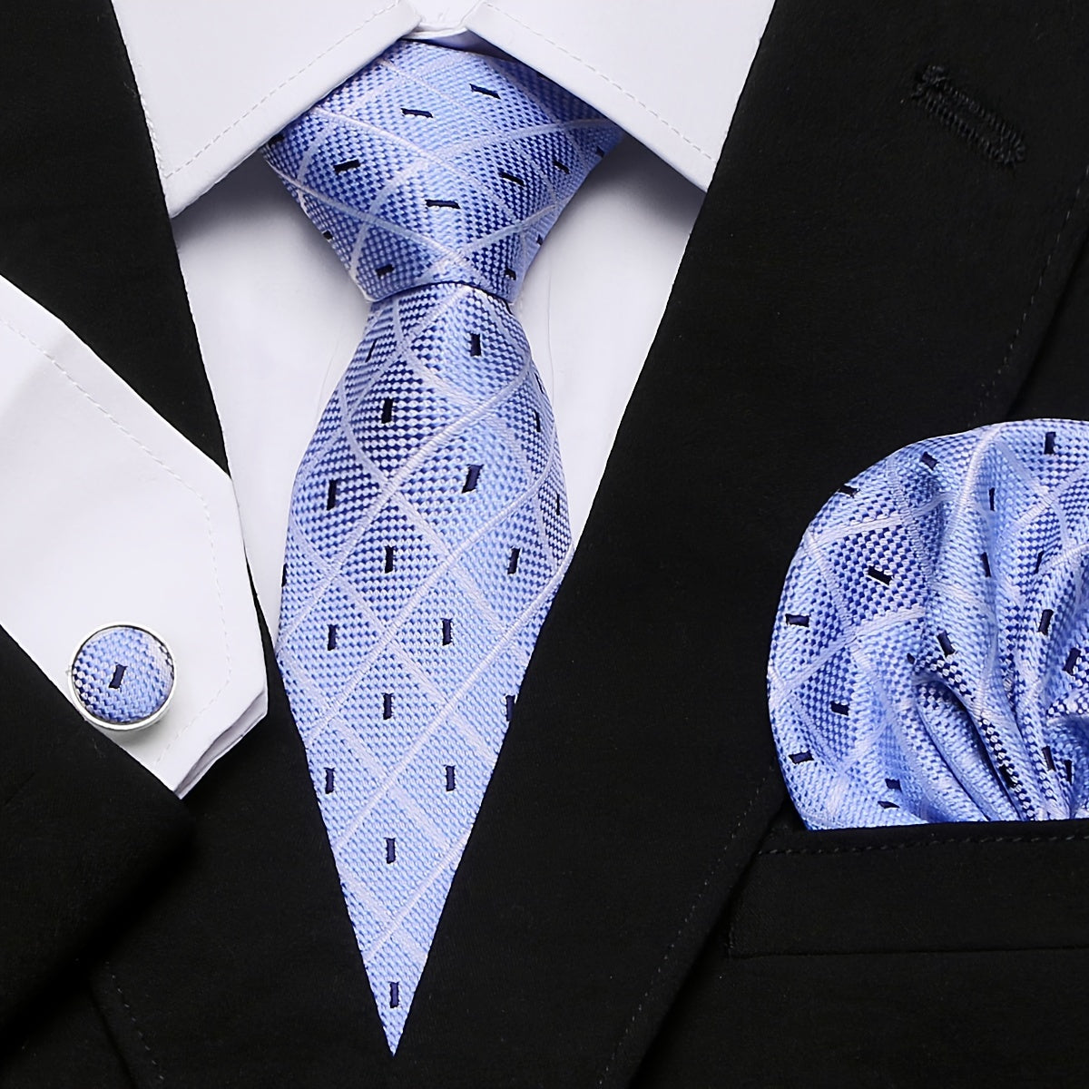Elegant Paisley Stripe Tie Set with Pocket Square and Cufflinks for Weddings and Formal Events