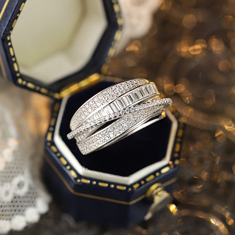 Zamonaviy va nozik Sterling Silver to'y halqalar to'plami, sintetik dekabr tug'ilgan tosh kubik zirkoni bilan - kumush qoplamada geometrik baguette halqa, har kuni kiyish va bayramlar uchun ideal, ajoyib 14-fevral sovg'asi - jinsga oid emas.