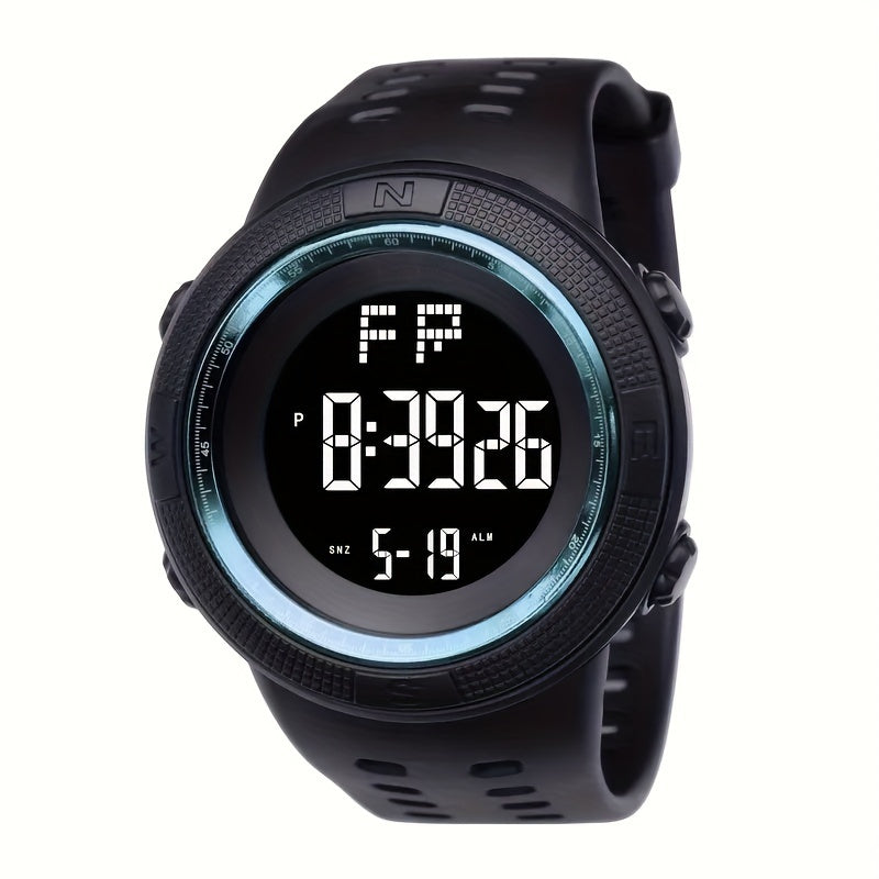 Men's Digital Watch Oversized Dial Glow-in-the-Dark Alarm Silicone Strap Not Waterproof