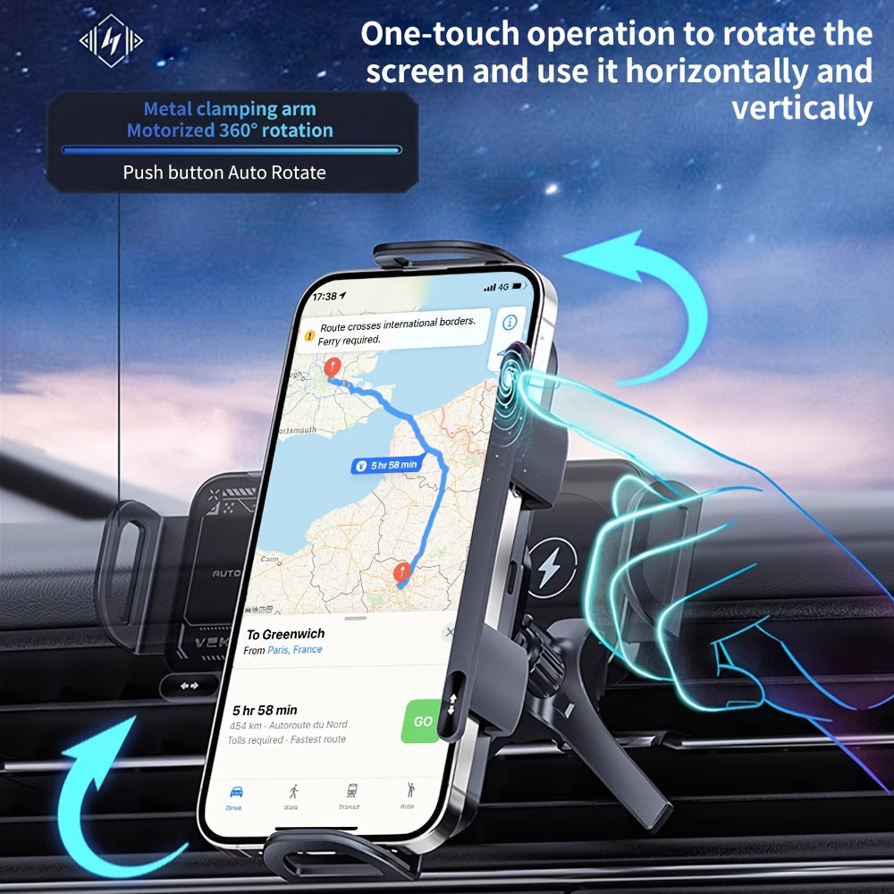 Soporte de coche con carga rápida inalámbrica para teléfonos con pantalla plegable de hasta 15W