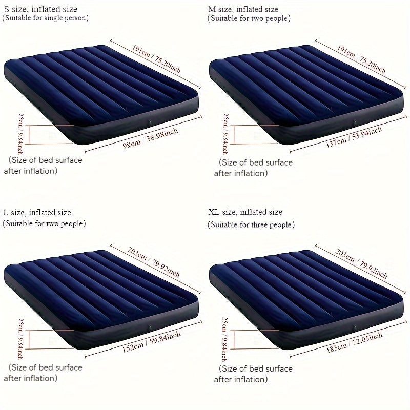 Inflatable Mattress for 2 People Portable Folding Bed PVC Camping Air Pad