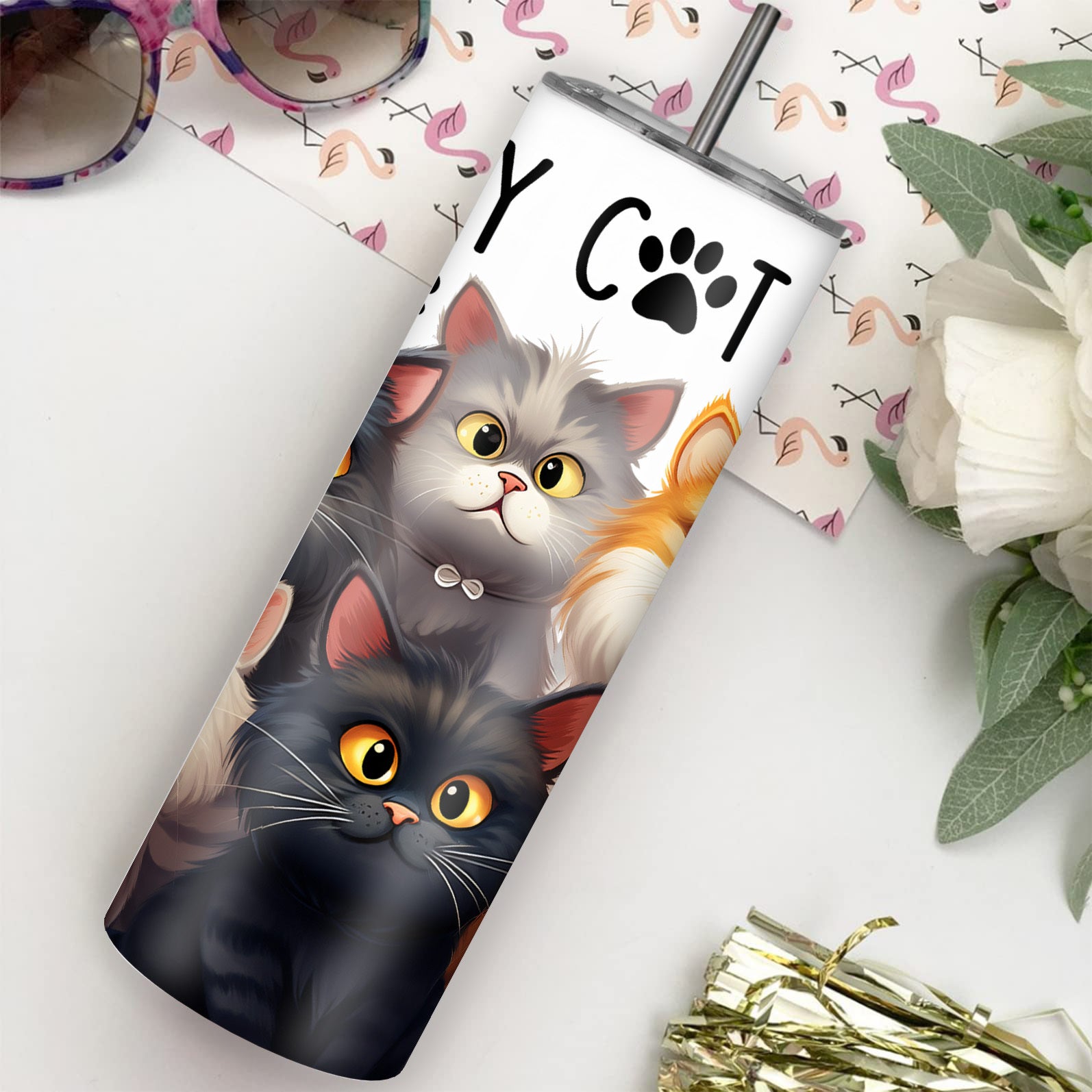 20oz zanglamaydigan po'latdan yasalgan sayohat mug, oqib o'tkazmaydigan, ikki qavatli izolyatsiyali mushuk tumbler