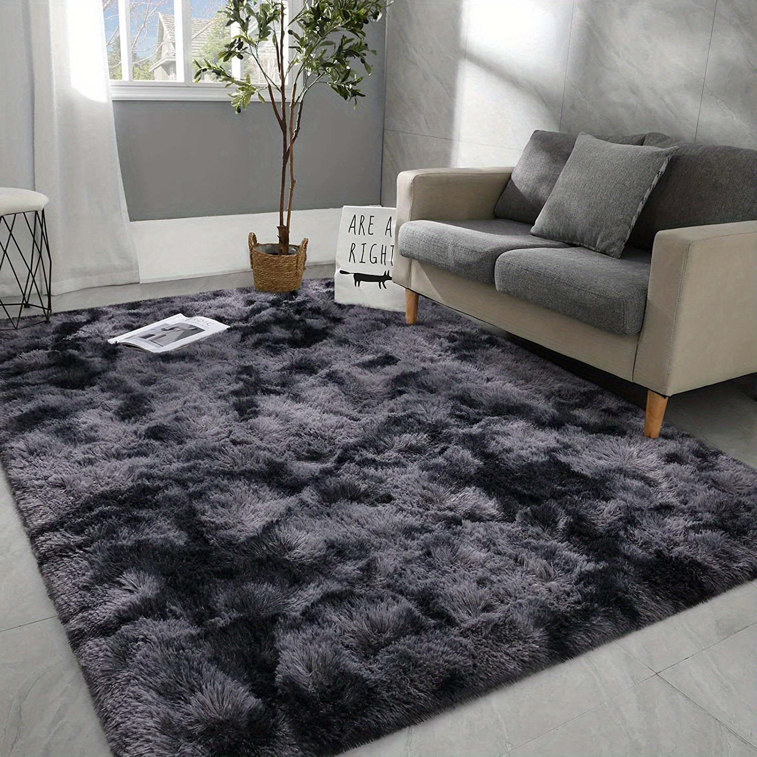 Alfombra larga de teñido en espiral gris oscuro para decoración del hogar, sala de estar, dormitorio