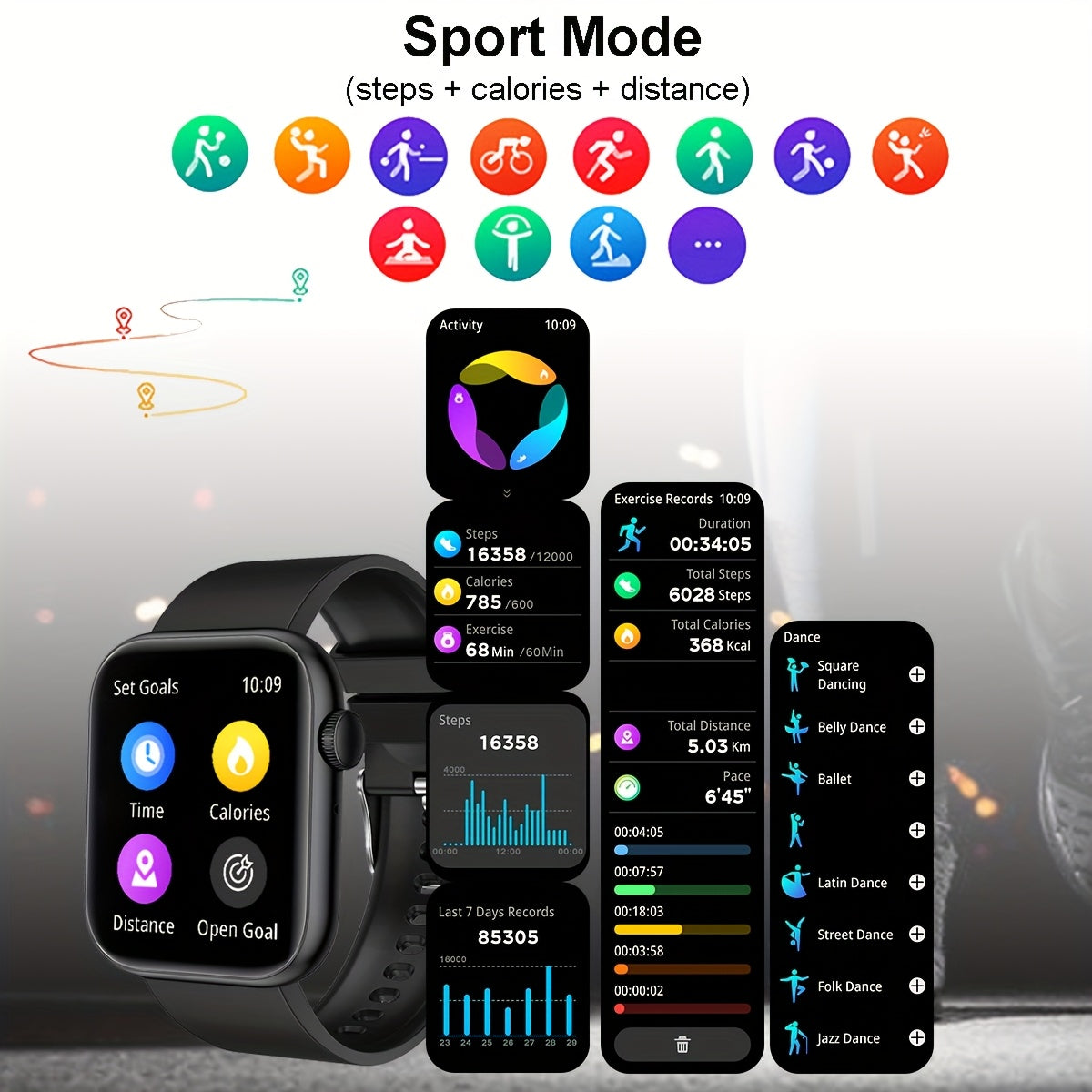 Men's Smart Sports Watch 1.83-Inch Touch Screen IP67 Waterproof Fitness Tracker