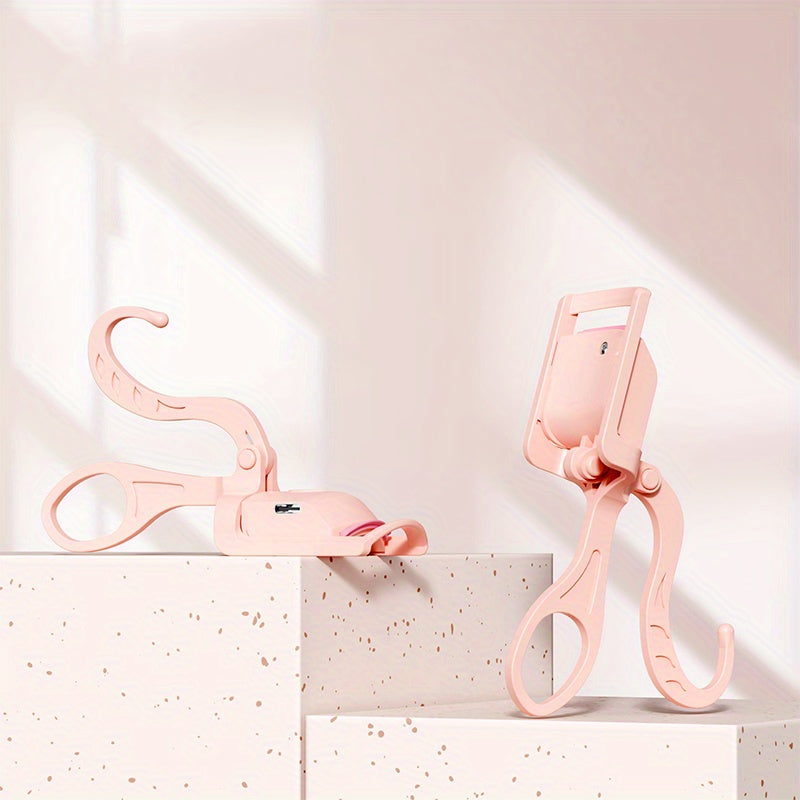 Electric Eyelash Curler USB Rechargeable with Silicone Clip Quick 10-Second Preheat Safe Long-Lasting Curl Pink and White