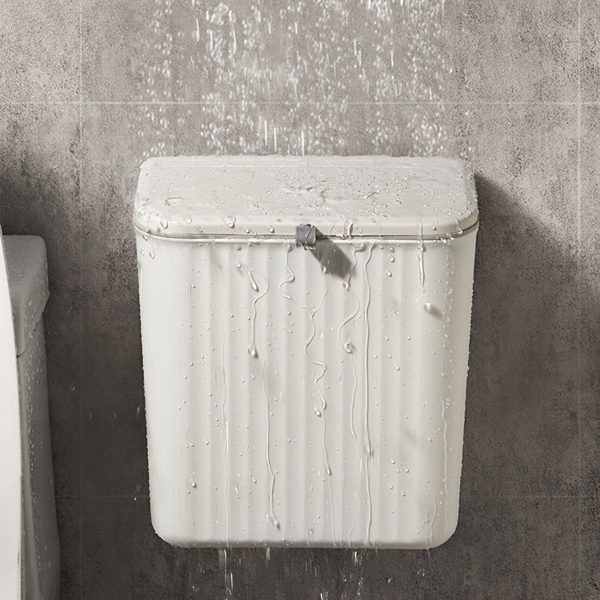 Plastic Wall-Mounted Trash Bin with Toilet Paper Storage Square Space-Saving