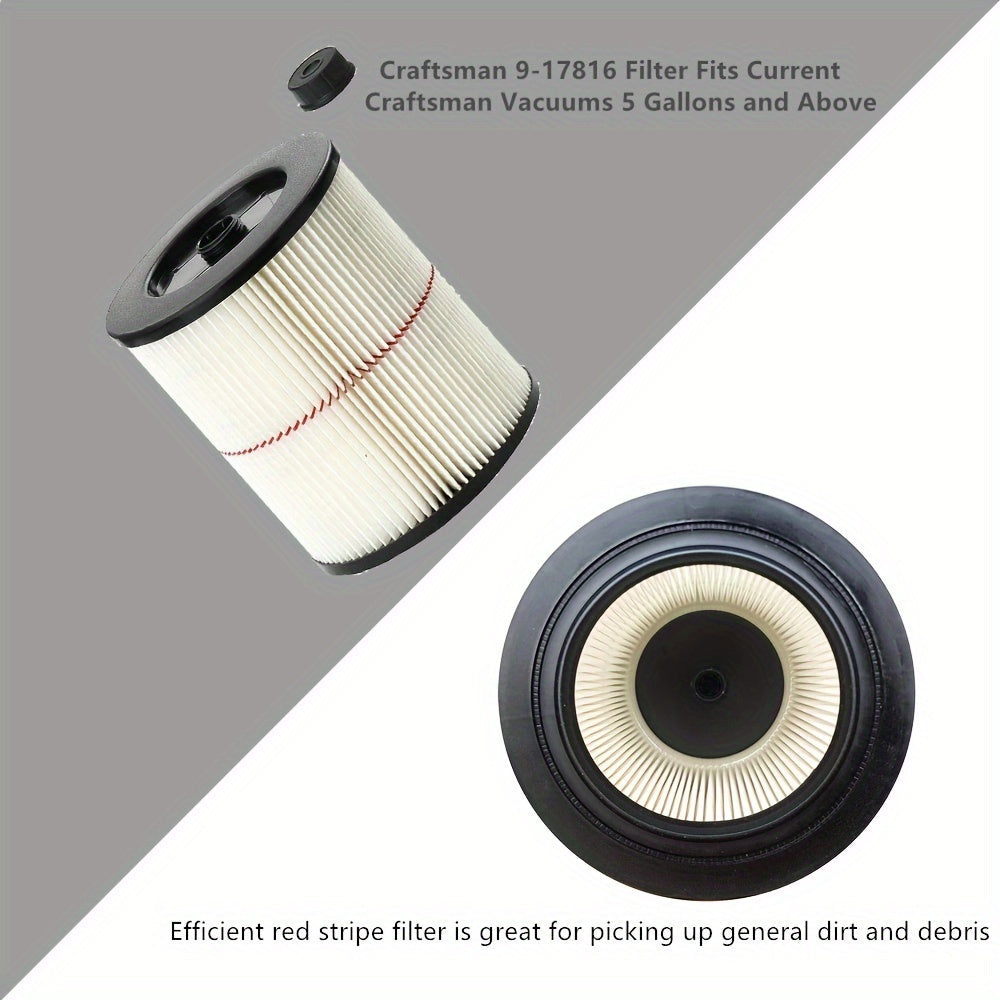 Wet Dry Vacuum Filter Compatible with Current Models Red Stripe 18.93 L Reusable HEPA