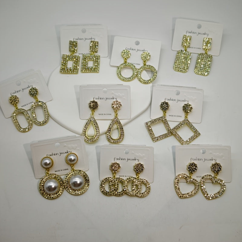 To'rt juft porloq rhinestone osma quloq uzuklaridan iborat hashamatli sovg'a to'plami