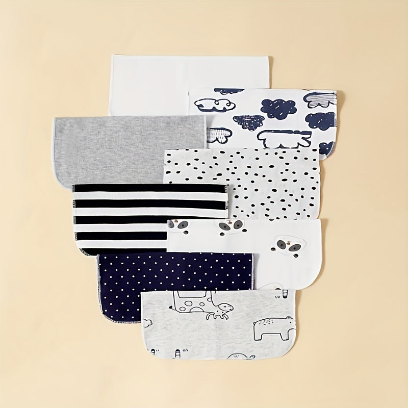 Set of 8 Ultra-Soft Knit Kids Washcloths Cloud and Panda Designs for Sensitive Skin