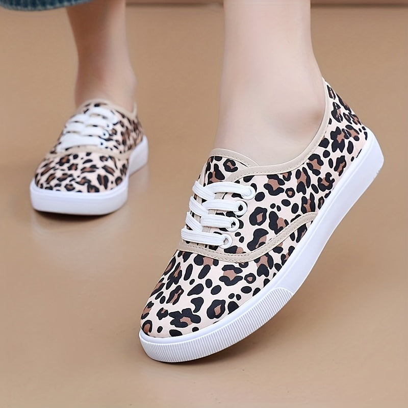 Women's Low-Top Lace-Up Flats Beige Black Breathable Casual All-Season Shoes