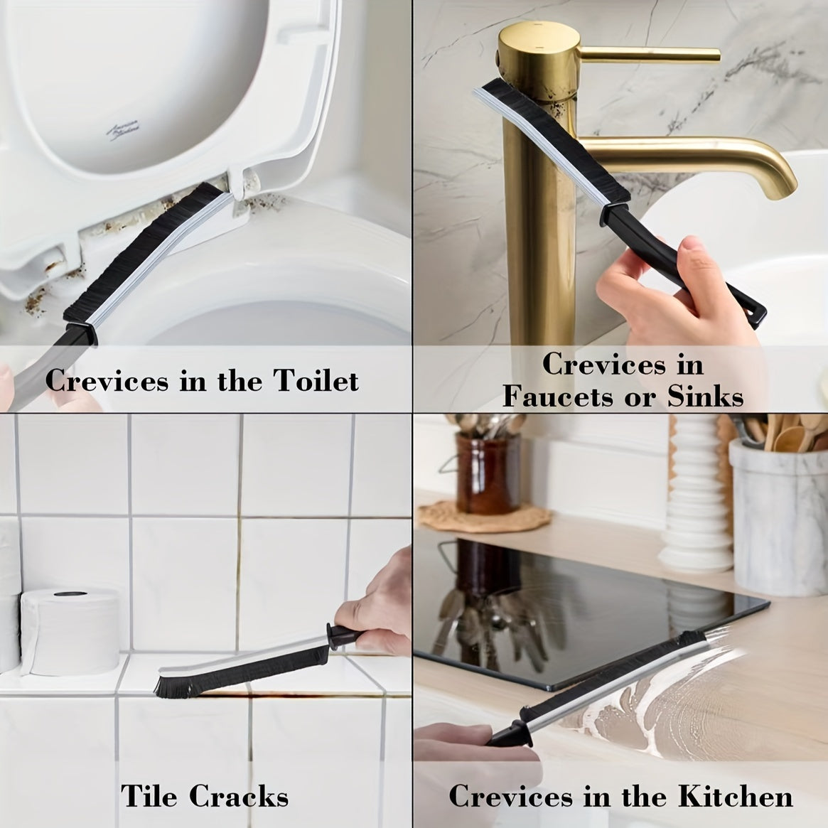 Set of 3 Stiff Bristle Gap Cleaning Brushes for Bathroom Kitchen Tiles