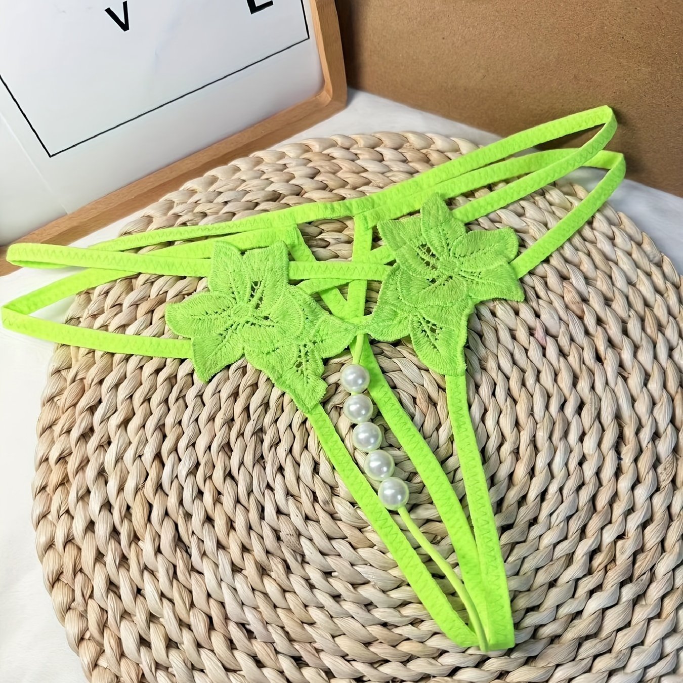 Women's Pearl Open Crotch Thong Lingerie