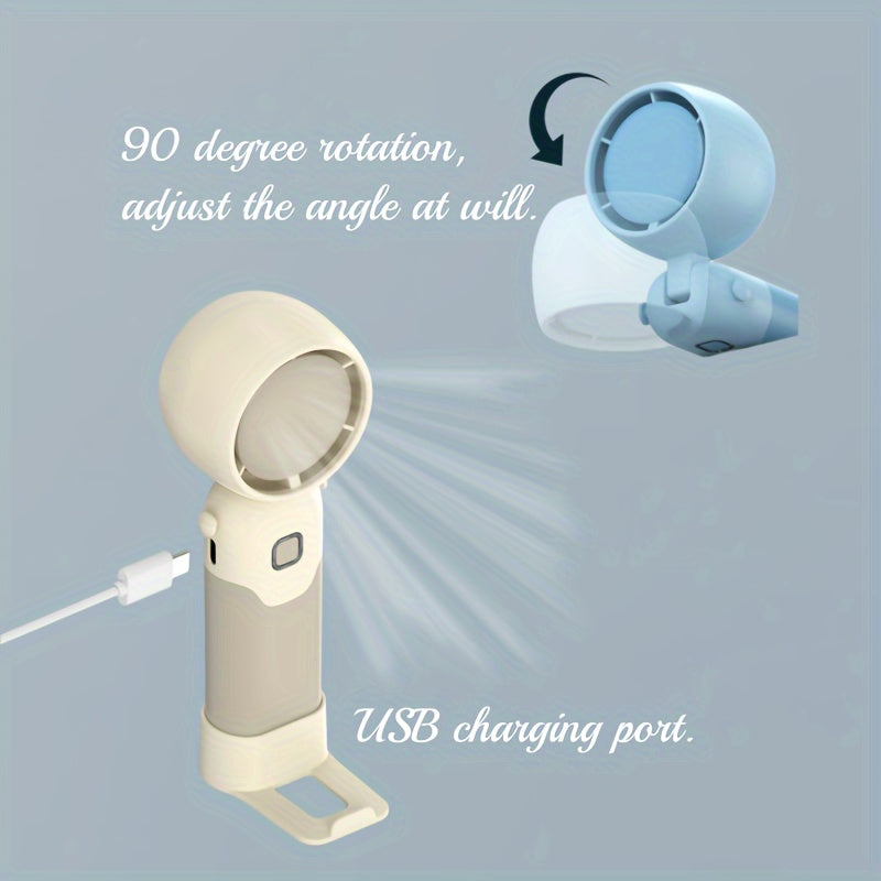Portable USB Fan with 3-Speed Adjustable Wind, Foldable Design for Handheld, Desktop, or Wearable Use
