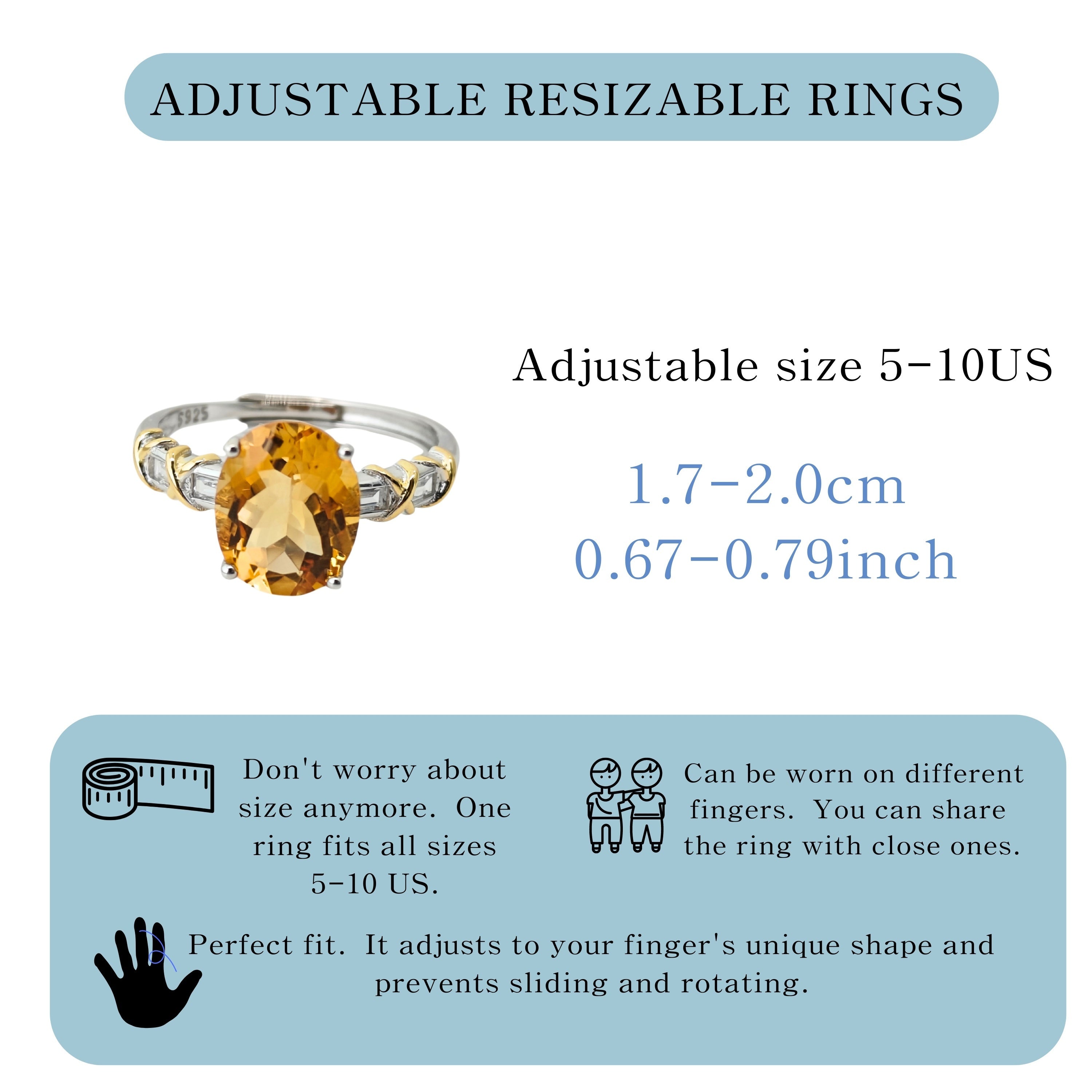 Стильное кольцо из серебра 925 пробы с регулируемой посадкой и натуральным камнем цитрин - идеально для праздников, романтических встреч и особых случаев.