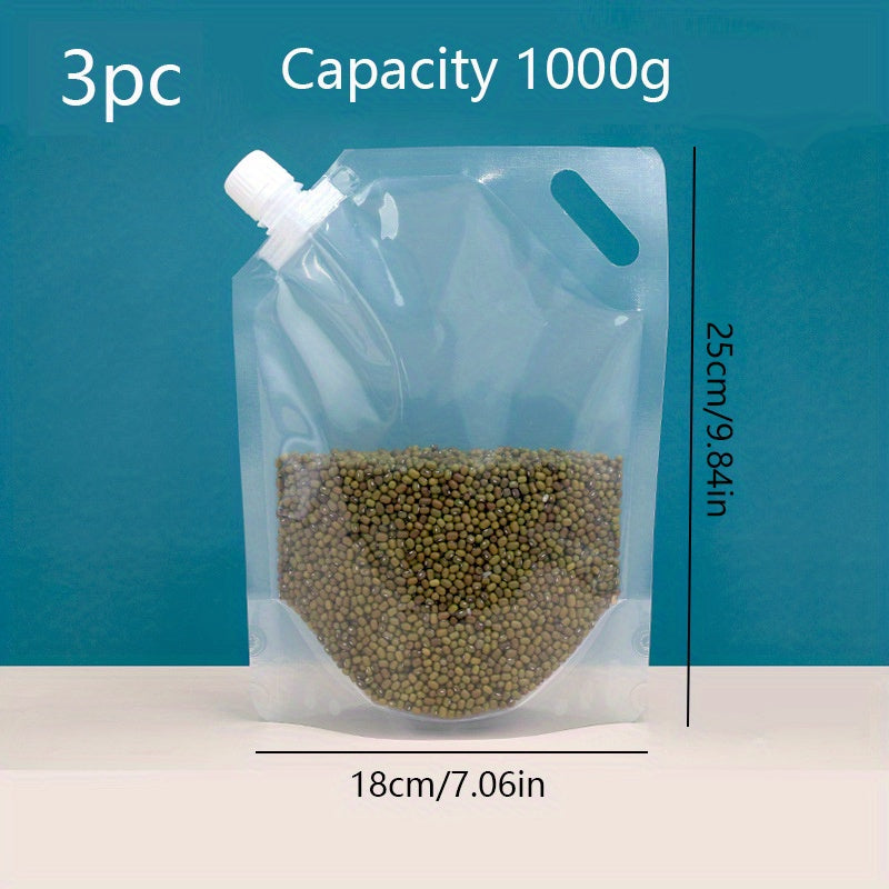 Transparent Cereal Bags with Lids for Rice Storage 500g 1000g Moisture Proof