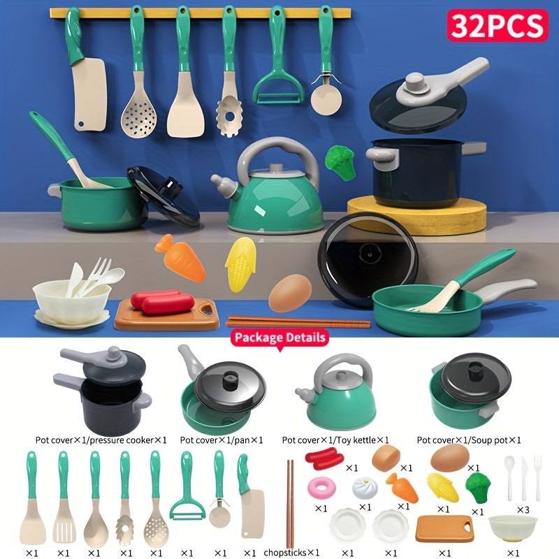 Kids Kitchen Play Set for Children Aged 3 Plus with 32-95 Pieces Including Fruits Vegetables Utensils Colorful Role Play Toy