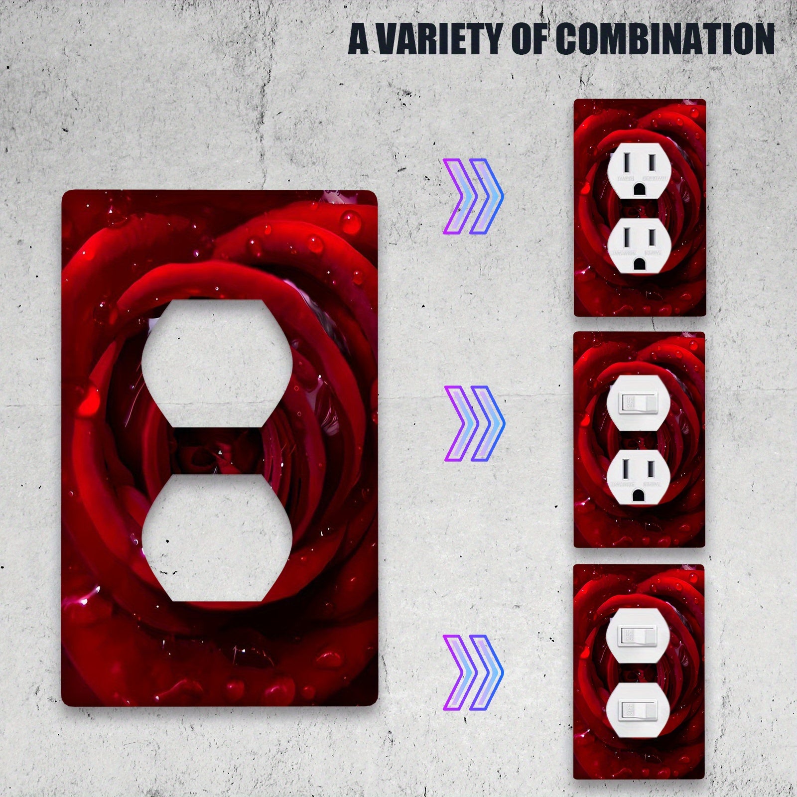 Red Rose Light Switch Cover for Indoor and Outdoor Use 1 Pack