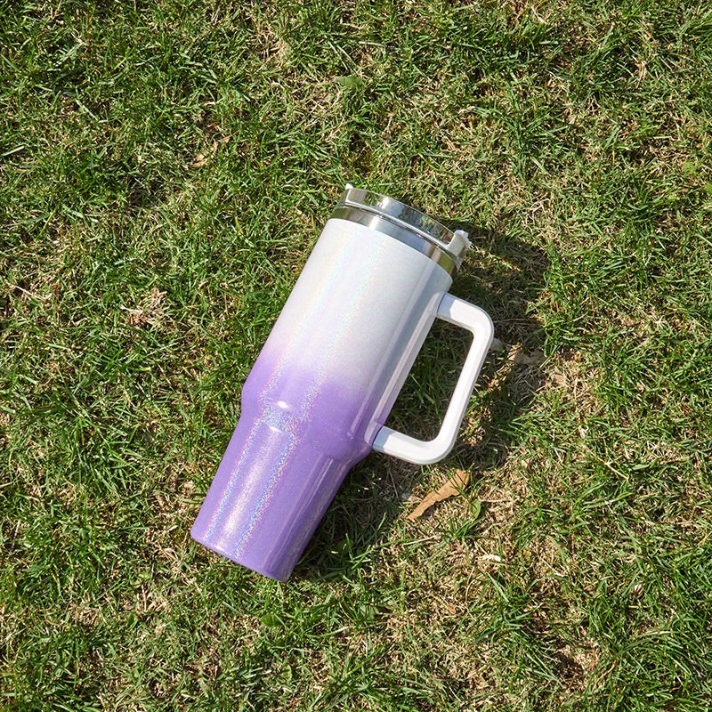 Unisex Stainless Steel Rainbow Gradient Car Cup with Insulated Handle