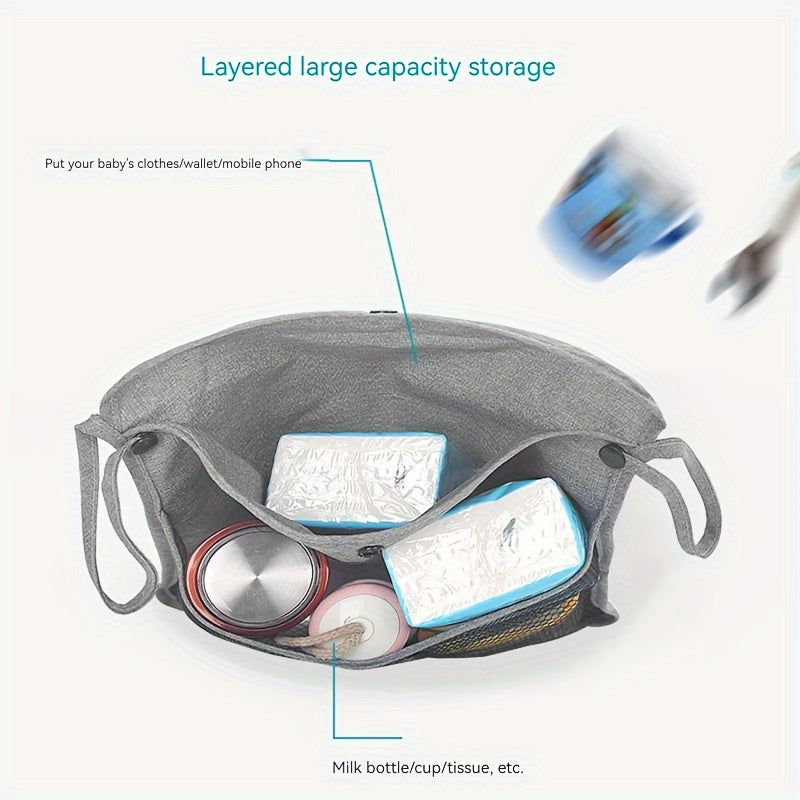 Bolsa organizadora para cochecito con bolsa de almacenamiento de malla de doble capa