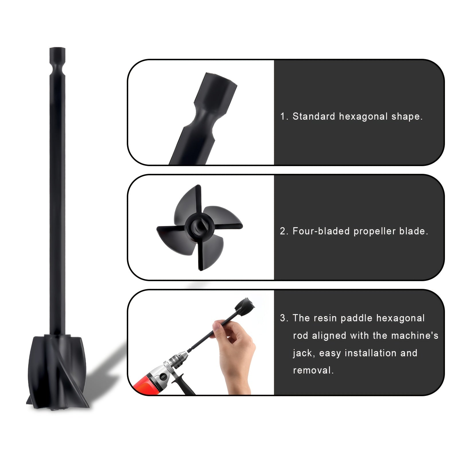 Juego de 6 varillas de mezcla de resina para mezcladora eléctrica de mano para proyectos de resina dura