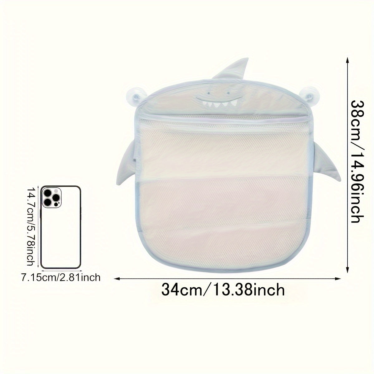 Mesh Storage Bag with Suction Cups for Bathroom Cartoon Animal Shapes for Shower and Bath