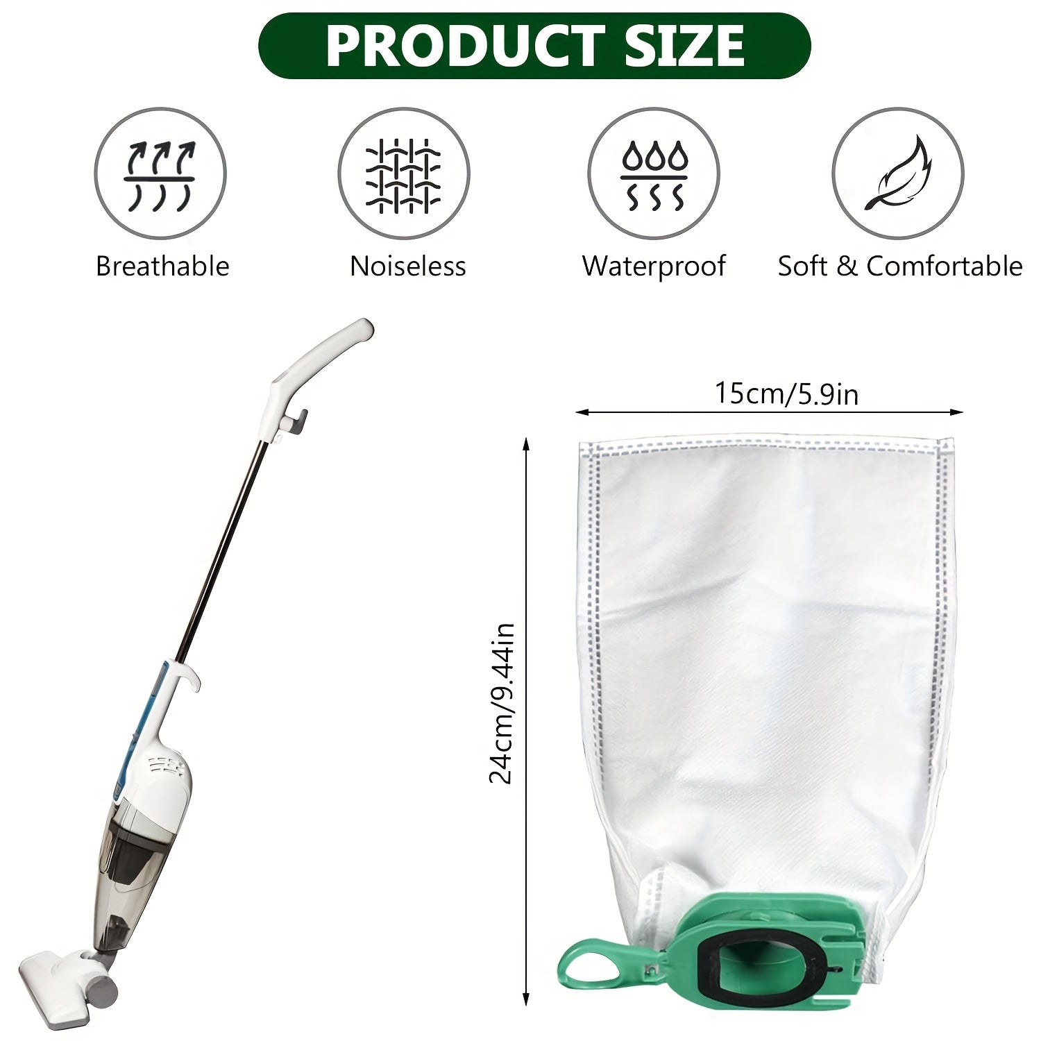 Vorwerk Kobold VB100 FP100 changyutgich aksessuarlar to'plamiga moslashtiring: 10 ta original almashtirish filtr sumkalarini o'z ichiga oladi.