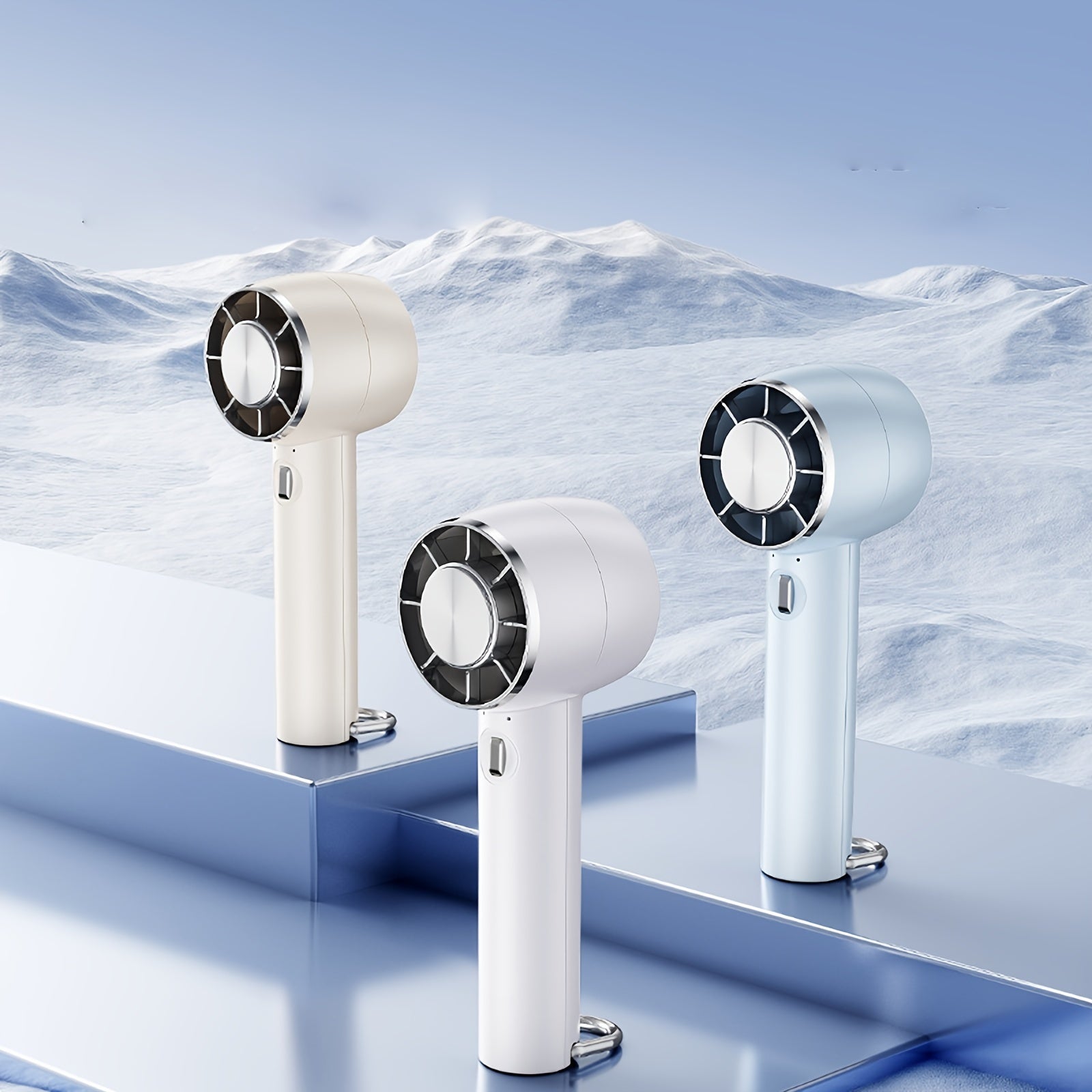 Portable Handheld Cooling Fan with Ice Compress USB Rechargeable Wearable for Indoor Outdoor Use