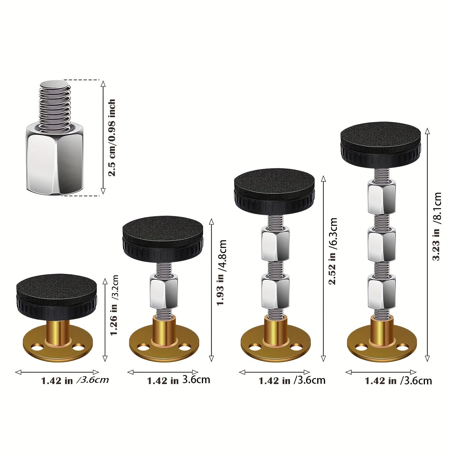 Two-Pack Adjustable Bed Frame Stabilizer Tools with Headboard Stoppers