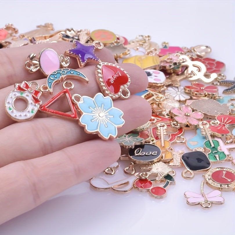 Assorted Jewelry Charms Pack of 30 50 or 100 Flower and Heart Floating Charms