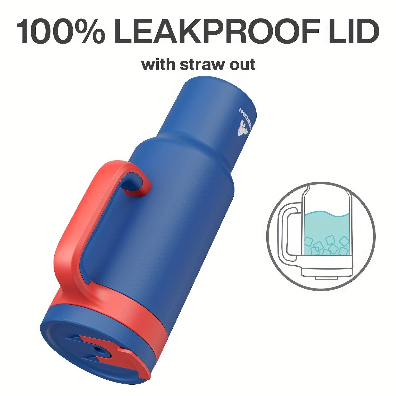 50oz Insulated Stainless Steel Tumbler with Dual Handles Leakproof Sip Lid Keeps Drinks Cold 34 Hours