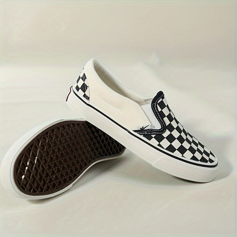 Ayollar uchun qora va oq tekislangan kanvas tufli, kundalik skechboarding qulayligi