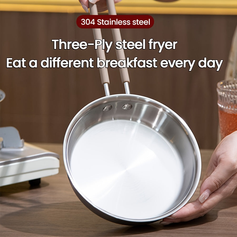 Stainless Steel 3-Layer Frying Pan 15/13 Inch Durable Dishwasher Safe
