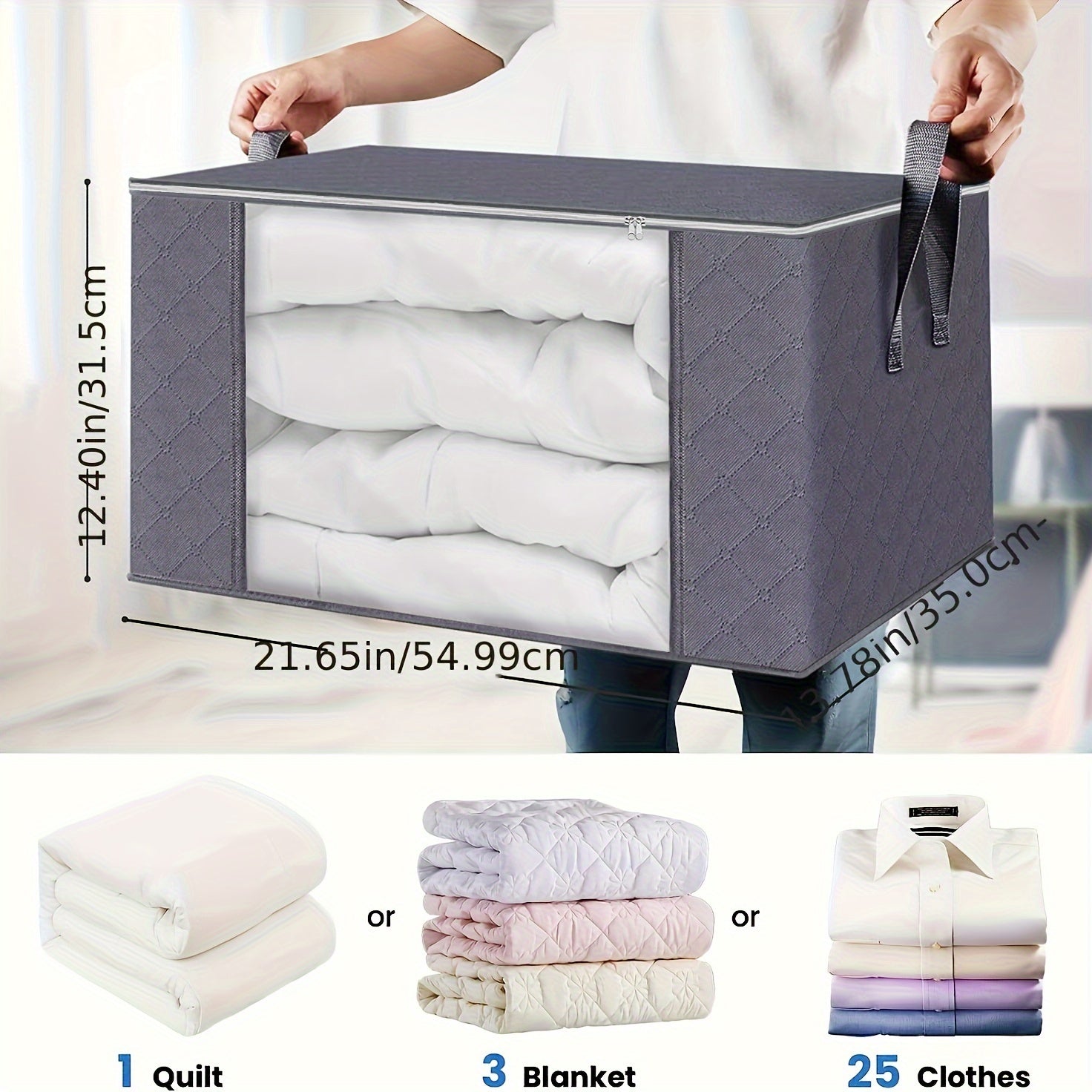 Foldable Fabric Storage Bins for Clothes Blankets and Organization Large Capacity