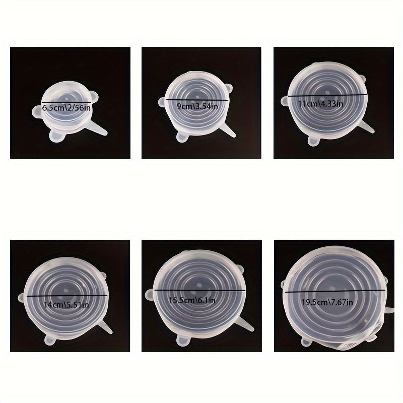 Silicone Stretch Lids 6-Pack Reusable Food Covers for Bowls Plates and Pots