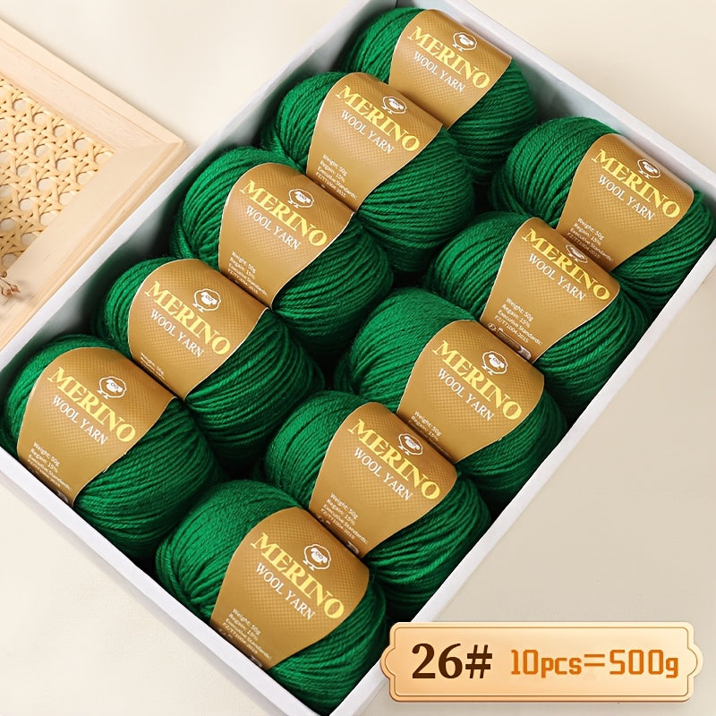 10 JIUWEIDIAOWANG Merino jun to'plari, har biri 500g, 212 O'rtacha og'irlik, Qo'l bilan bo'yalgan DIY material to'qimachilik uchun - Ko'p rangli gradient, Qalin va nozik aralashma, Kamel jun, Kuz Qish.
