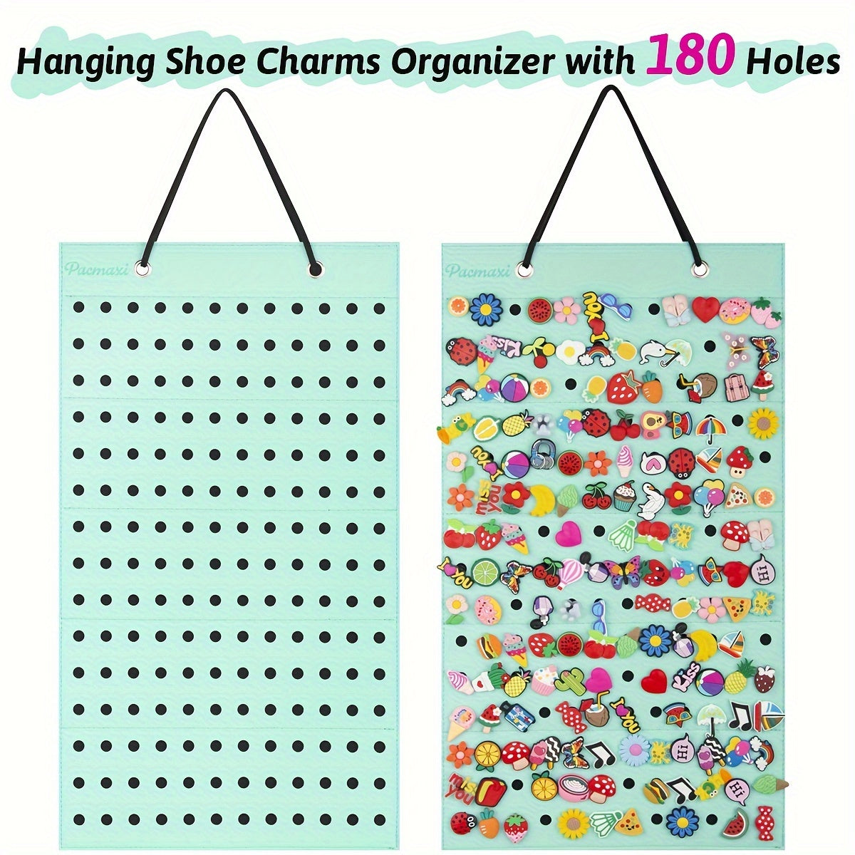 Hanging Shoe Charms Organizer Wall Mount with 180 Holes for Shoe Decorations