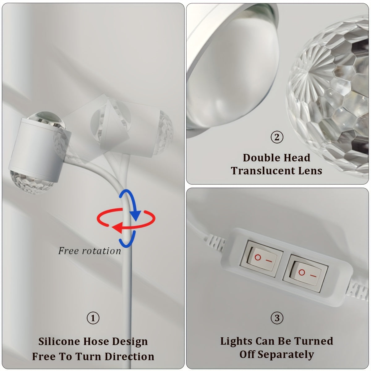 LED Night Light with Water Ripple and Dual Head Projection for Photography and Decoration