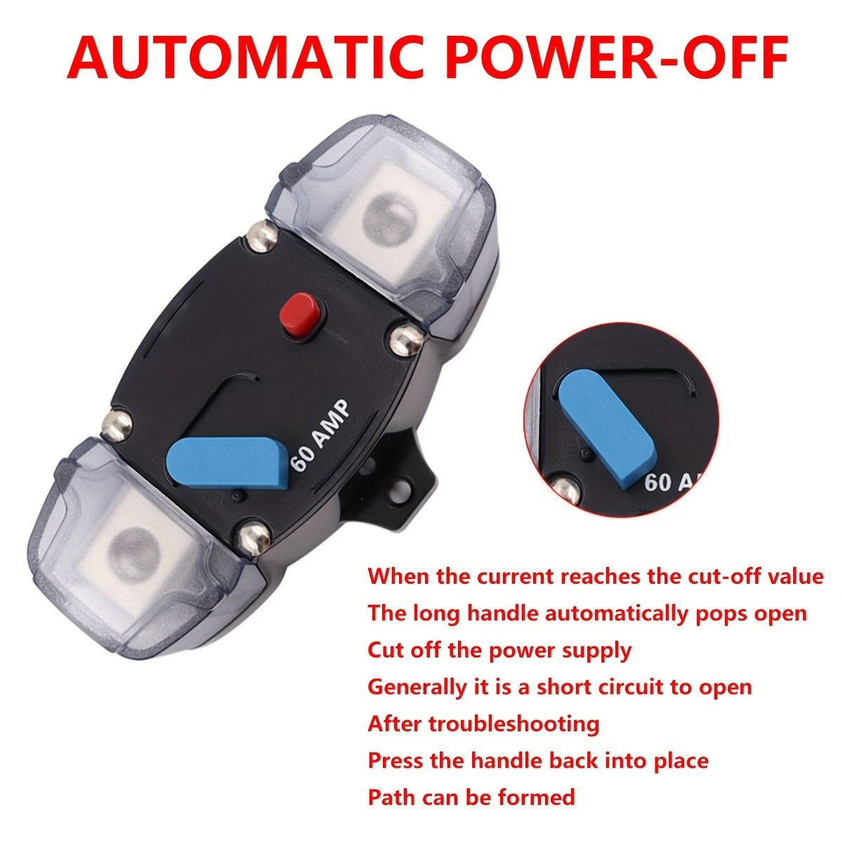 Automatic Circuit Breaker 12V 48V 30A 60A 100A for Car Stereo Fuse Holder