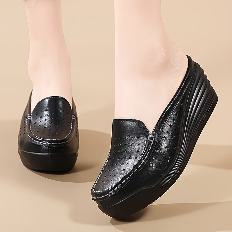 Women's Casual Thick-Soled Outdoor Shoes Comfortable Sneakers Black Size 7