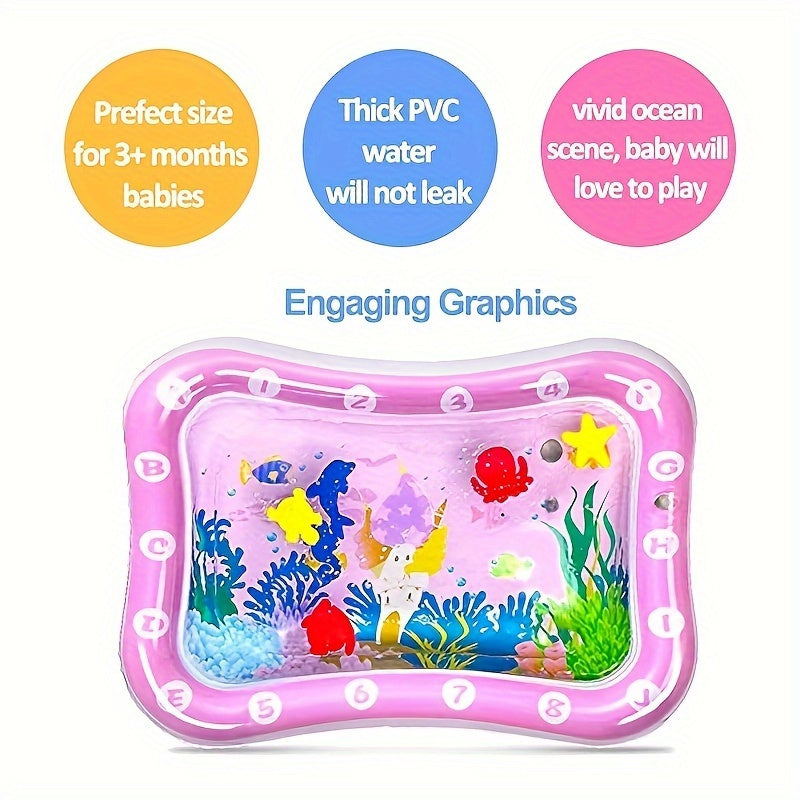 Pink Inflatable Crawling Play Mat with PE Surface for Babies