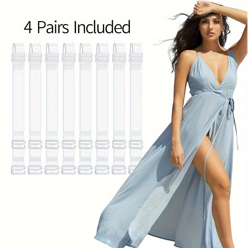 8 Transparent Adjustable Shoulder Straps for Women's Lingerie and Underwear Set of 8